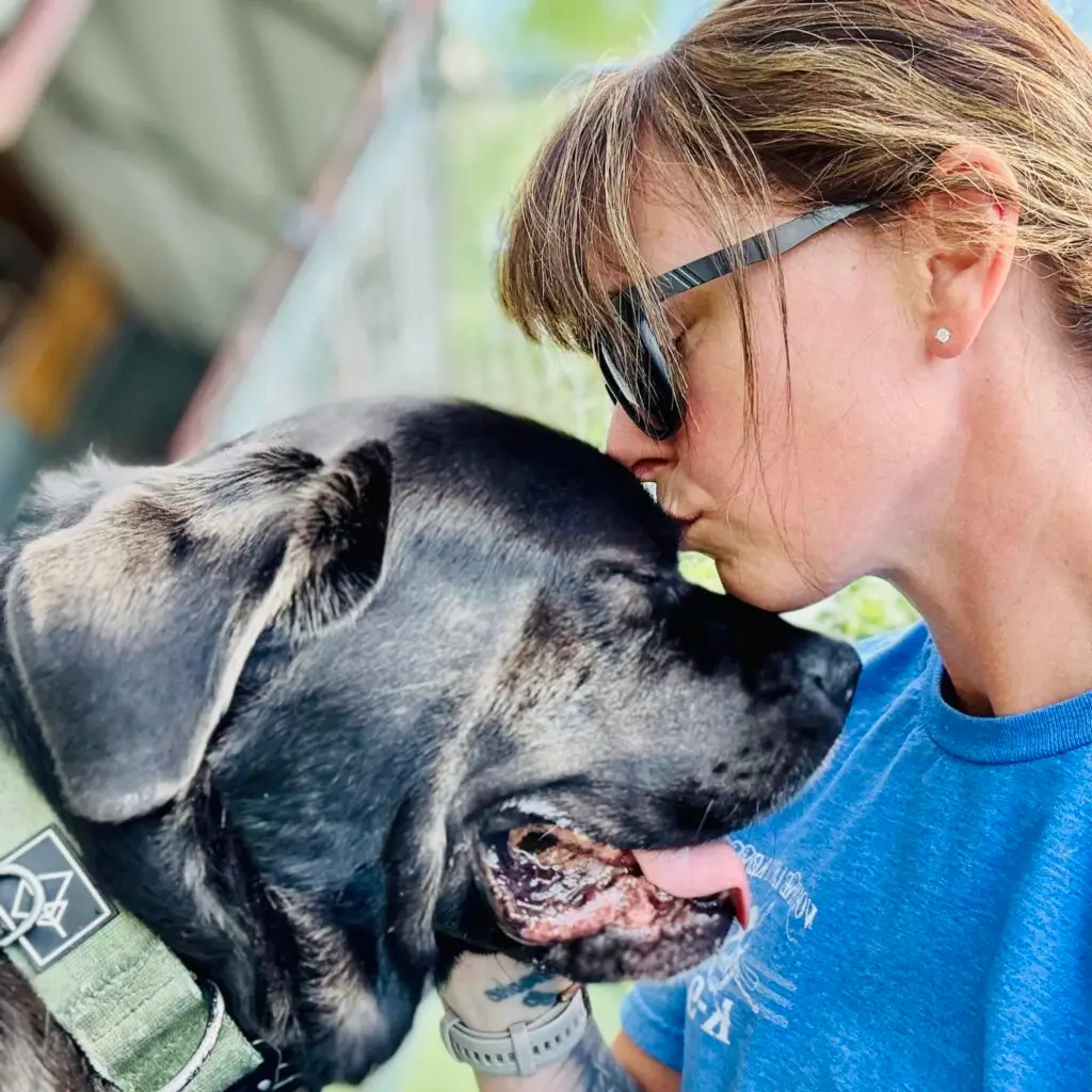 Cassie Frary with Timber, an Idaho Animal Rescue Network rescue dog
